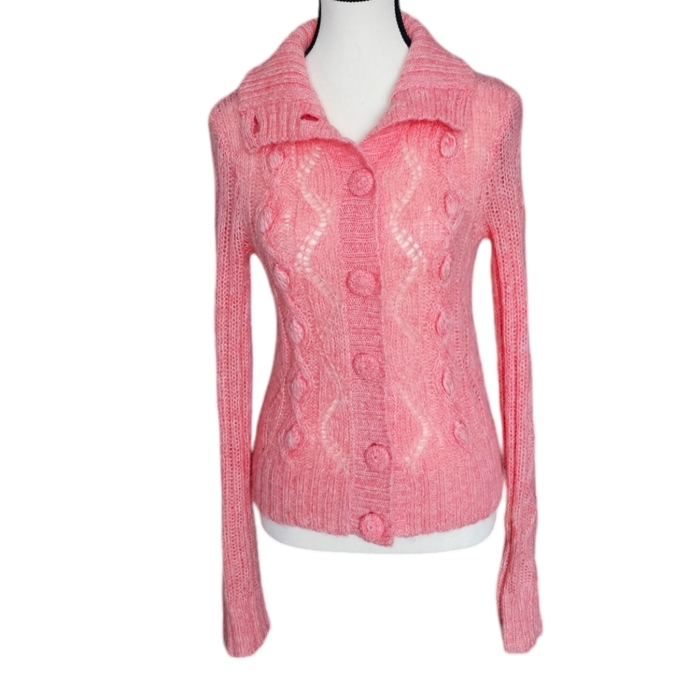 Aritzia Pink Cable Knit Cardigan